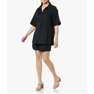 Terea Women's Nadia Resort Button Up Black Shirt size M NWT